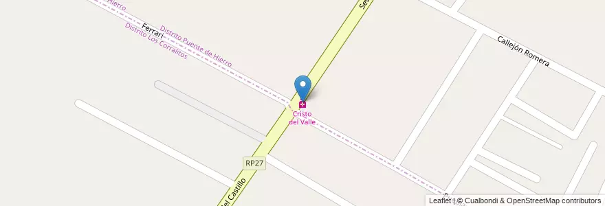 Mapa de ubicacion de Cristo del Valle en Argentina, Chile, Mendoza, Departamento Guaymallén.