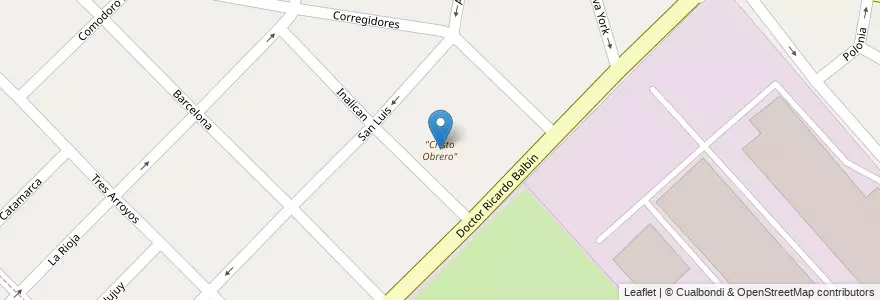 Mapa de ubicacion de "Cristo Obrero" en الأرجنتين, بوينس آيرس, Partido De Morón, Haedo.