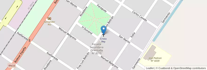 Mapa de ubicacion de Cristo Rey en Argentinien, Santa Fe, Departamento Caseros, Municipio De Sanford, Sanford.