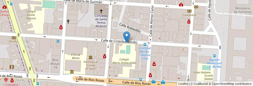 Mapa de ubicacion de CRISTOBAL BORDIU, CALLE, DE,35 en Испания, Мадрид, Мадрид, Área Metropolitana De Madrid Y Corredor Del Henares, Мадрид.