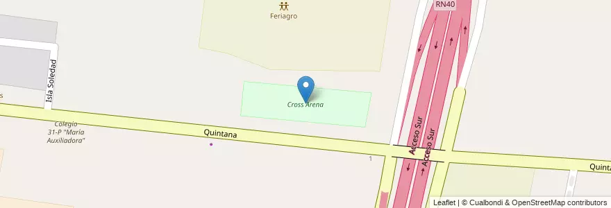 Mapa de ubicacion de Cross Arena en آرژانتین, شیلی, Mendoza, Departamento Luján De Cuyo, Distrito Perdriel.