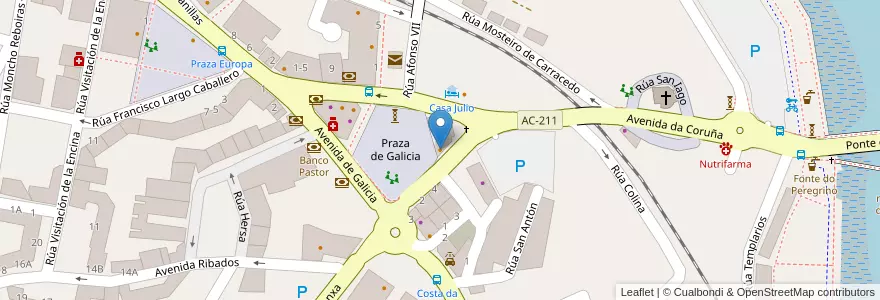 Mapa de ubicacion de Cross Road en Испания, Галисия, А-Корунья, A Coruña, Culleredo.