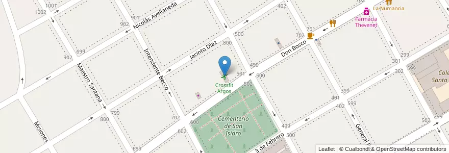 Mapa de ubicacion de Crossfit Argos en アルゼンチン, ブエノスアイレス州, Partido De San Isidro, San Isidro.