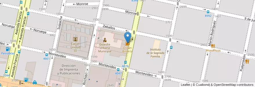 Mapa de ubicacion de Crown Birrería en آرژانتین, سانتافه, Departamento Rosario, Municipio De Rosario, تسبیح.