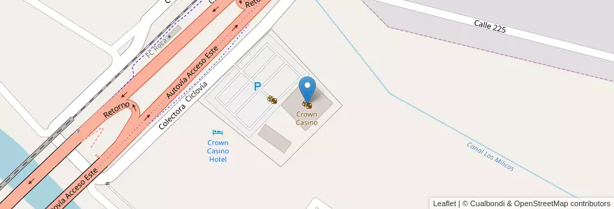 Mapa de ubicacion de Crown Casino en 阿根廷, 智利, 内格罗河省, Departamento General Roca.