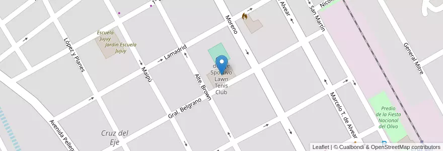 Mapa de ubicacion de Cruz del Eje Sportivo Lawn Tenis Club en Аргентина, Кордова, Departamento Cruz Del Eje, Municipio De Cruz Del Eje, Pedanía Cruz Del Eje, Cruz Del Eje.