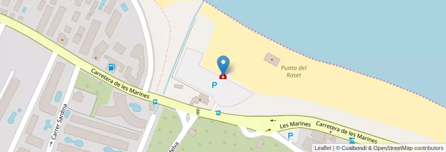 Mapa de ubicacion de Cruz Roja en 西班牙, Comunitat Valenciana, Alacant / Alicante, La Marina Alta, Dénia.