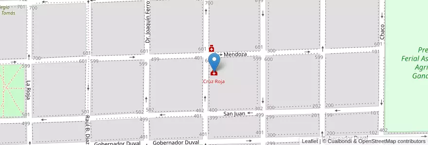 Mapa de ubicacion de Cruz Roja en Argentine, La Pampa, Municipio De Santa Rosa, Departamento Capital, Santa Rosa.