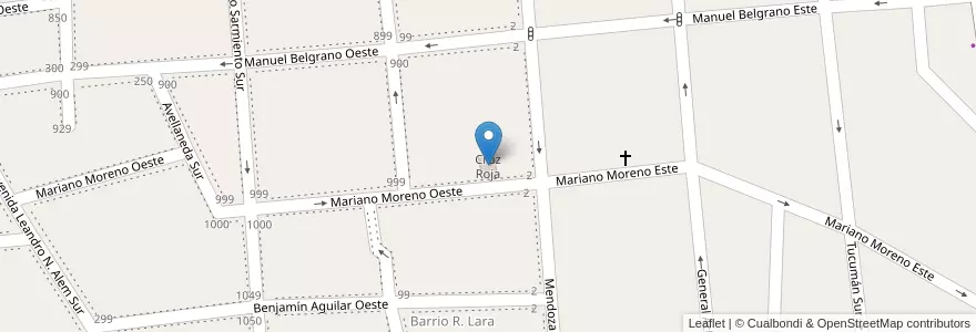 Mapa de ubicacion de Cruz Roja en Argentinien, San Juan, Chile, Capital.