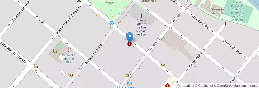Mapa de ubicacion de Cruz Roja Argentina Fillial San Nicolás en Argentina, Provincia Di Buenos Aires, Partido De San Nicolás, San Nicolás De Los Arroyos.
