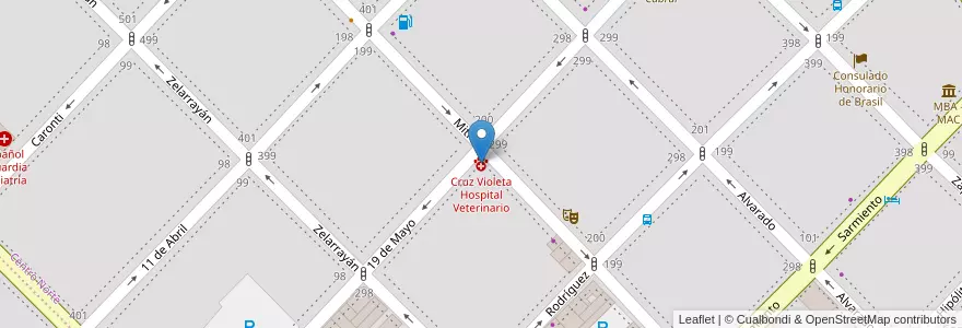 Mapa de ubicacion de Cruz Violeta Hospital Veterinario en Arjantin, Buenos Aires, Partido De Bahía Blanca, Bahía Blanca.