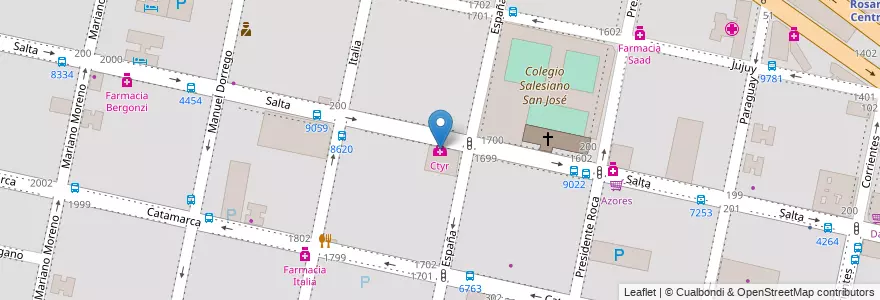 Mapa de ubicacion de Ctyr en Argentinien, Santa Fe, Departamento Rosario, Municipio De Rosario, Rosario.