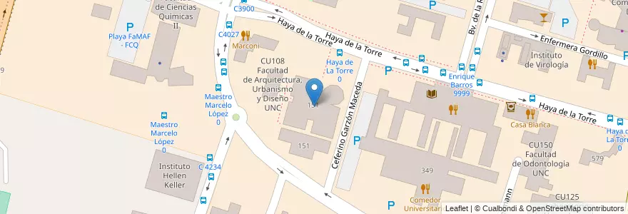 Mapa de ubicacion de CU105 Facultad de Arquitectura, Diseño y Urbanismo UNC en الأرجنتين, Córdoba, Departamento Capital, Pedanía Capital, Córdoba, Municipio De Córdoba.