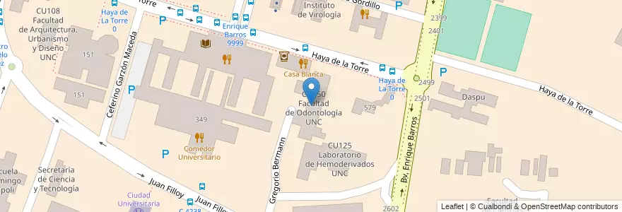 Mapa de ubicacion de CU150 Facultad de Odontología UNC en 아르헨티나, Córdoba, Departamento Capital, Pedanía Capital, Córdoba, Municipio De Córdoba.