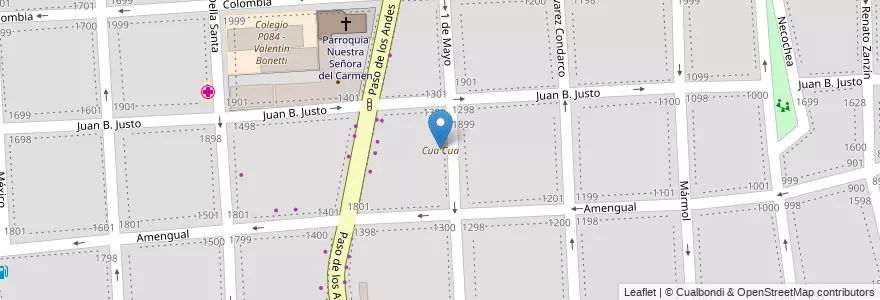 Mapa de ubicacion de Cua Cua en Arjantin, Şili, Mendoza, Godoy Cruz, Departamento Godoy Cruz, Distrito Ciudad De Godoy Cruz.