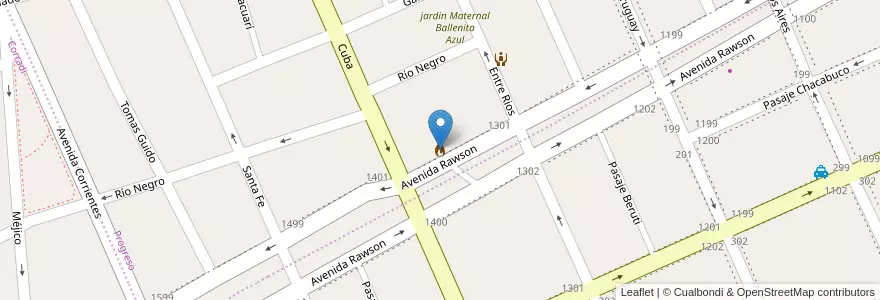 Mapa de ubicacion de Cuartel Central de Bomberos Voluntarios en アルゼンチン, チュブ州, Trelew, Departamento Rawson.