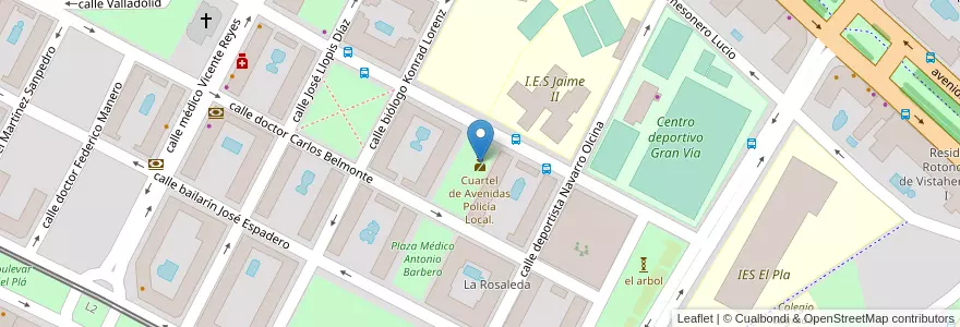 Mapa de ubicacion de Cuartel de Avenidas Policía Local. en スペイン, バレンシア州, Alacant / Alicante, L'Alacantí, Alacant / Alicante.