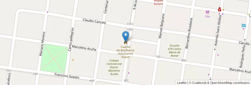 Mapa de ubicacion de Cuartel de Bomberos Voluntarios Alvear en アルゼンチン, コリエンテス州, Departamento General Alvear, Municipio De Alvear.