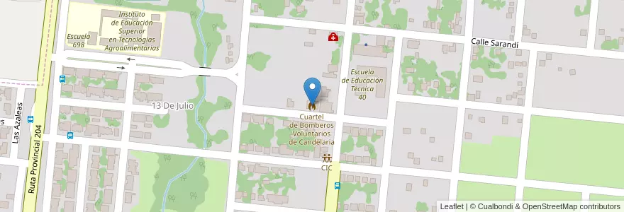 Mapa de ubicacion de Cuartel de Bomberos Voluntarios de Candelaria en Argentinien, Misiones, Departamento Candelaria, Municipio De Candelaria, Candelaria.