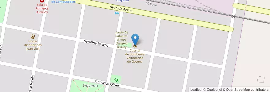 Mapa de ubicacion de Cuartel de Bomberos Voluntarios de Goyena en アルゼンチン, ブエノスアイレス州, Partido De Saavedra, Goyena.