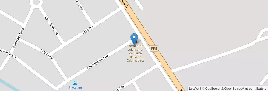 Mapa de ubicacion de cuartel de bomberos voluntarios de Santa Rosa en 아르헨티나, Córdoba, Departamento Calamuchita, Pedanía Monsalvo, Municipio De Santa Rosa De Calamuchita.