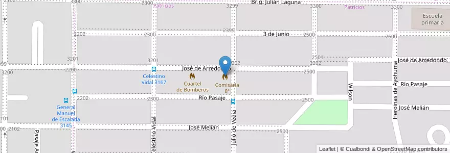 Mapa de ubicacion de Cuartel IV de Bomberos Bª Patricios en Argentinië, Córdoba, Departamento Capital, Pedanía Capital, Córdoba, Municipio De Córdoba.