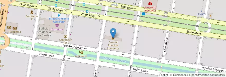 Mapa de ubicacion de Cuartel Principal Bomberos en アルゼンチン, リオネグロ州, General Roca, Departamento General Roca, General Roca.