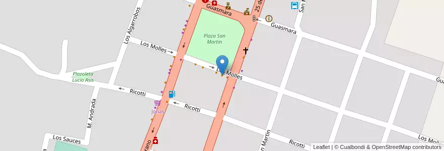 Mapa de ubicacion de Cuartito Azul en آرژانتین, Córdoba, Departamento San Javier, Municipio De Villa De Las Rosas, Pedanía Rosas, Villa Las Rosas.