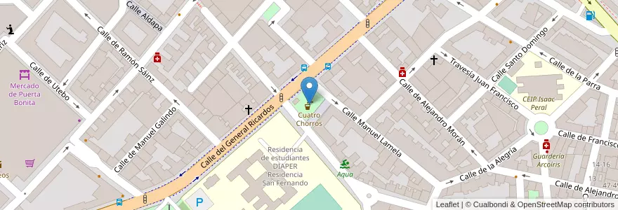 Mapa de ubicacion de Cuatro Chorros en Spain, Community Of Madrid, Community Of Madrid, Área Metropolitana De Madrid Y Corredor Del Henares, Madrid.