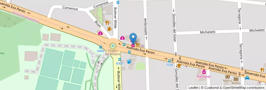 Mapa de ubicacion de Cubells en Arjantin, Santa Fe, Departamento Rosario, Municipio De Rosario, Rosario.