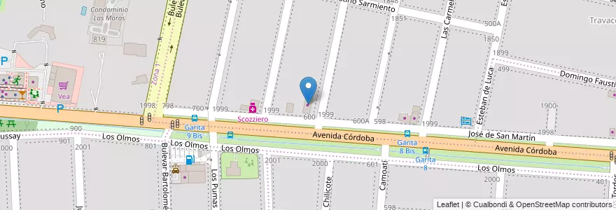 Mapa de ubicacion de Cuellar Perforaciones en 阿根廷, Santa Fe, Departamento Rosario, Municipio De Funes, Funes.