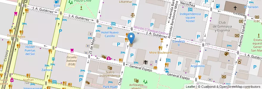 Mapa de ubicacion de Cuerpo de Mediadores en 阿根廷, 智利, Mendoza, Departamento Capital, Ciudad De Mendoza.