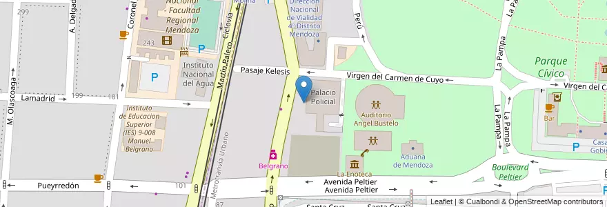 Mapa de ubicacion de Cuerpo Médico Forense en Arjantin, Şili, Mendoza, Departamento Capital, Sección 2ª Barrio Cívico, Ciudad De Mendoza.
