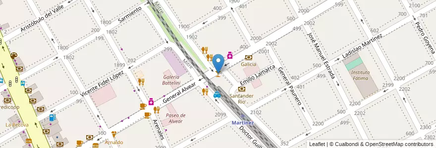 Mapa de ubicacion de Cunningham Social Club en 阿根廷, 布宜诺斯艾利斯省, Partido De San Isidro, Martínez.