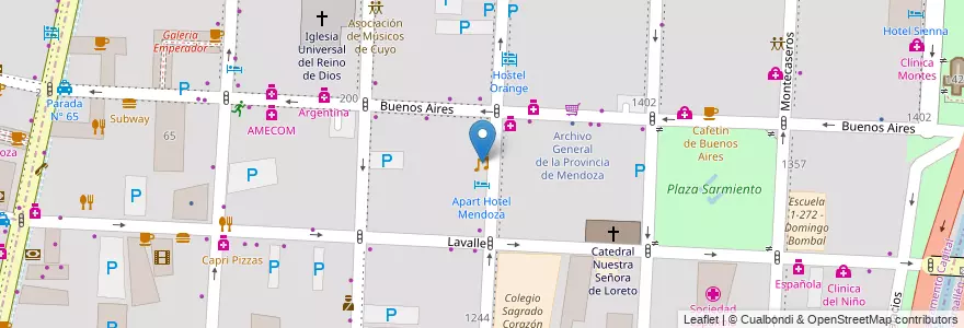 Mapa de ubicacion de Cuore Pub Bailable en Аргентина, Чили, Мендоса, Departamento Capital, Ciudad De Mendoza, Sección 3ª Parque O'Higgins.