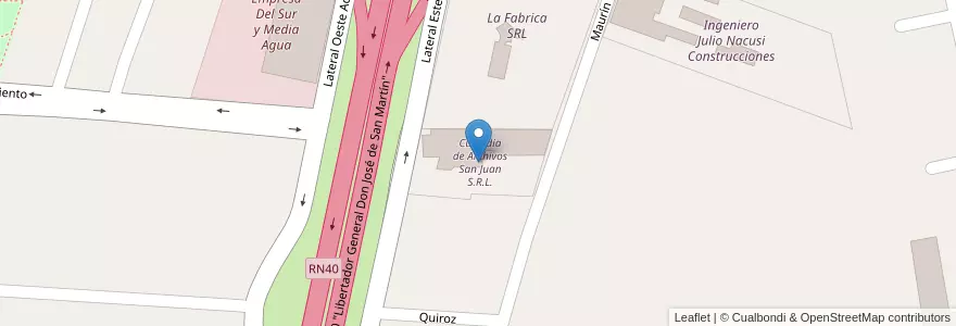 Mapa de ubicacion de Custodia de Archivos San Juan S.R.L. en الأرجنتين, سان خوان, تشيلي, Rawson.