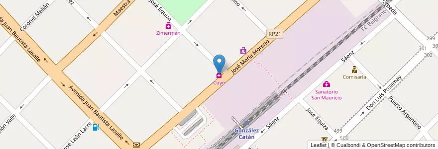 Mapa de ubicacion de Cuyo en Arjantin, Buenos Aires, Partido De La Matanza, González Catán.