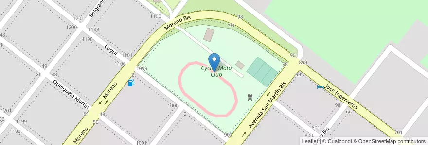 Mapa de ubicacion de Cycles Moto Club en アルゼンチン, ブエノスアイレス州, Partido De Adolfo Alsina, Carhué.