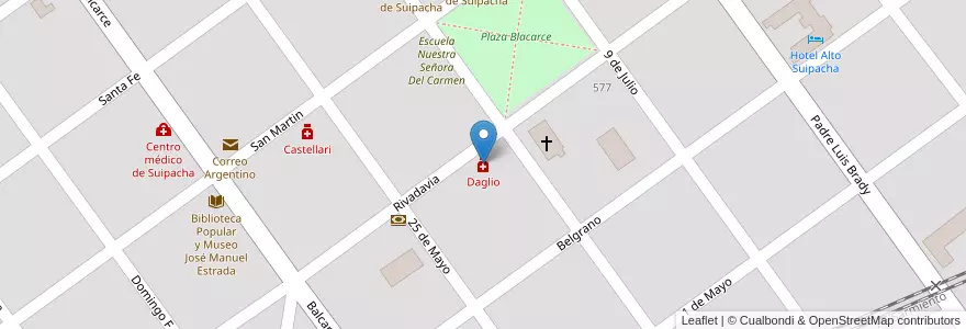 Mapa de ubicacion de Daglio en アルゼンチン, ブエノスアイレス州, Suipacha.