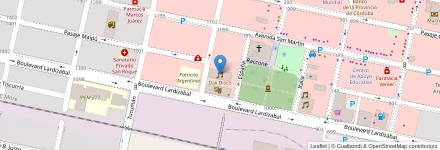 Mapa de ubicacion de Dalí Disco en 阿根廷, Córdoba, Departamento Marcos Juárez, Pedanía Espinillos, Municipio De Marcos Juárez.