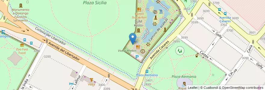 Mapa de ubicacion de Damero Hyogoken, Palermo en Аргентина, Буэнос-Айрес, Буэнос-Айрес, Comuna 14.