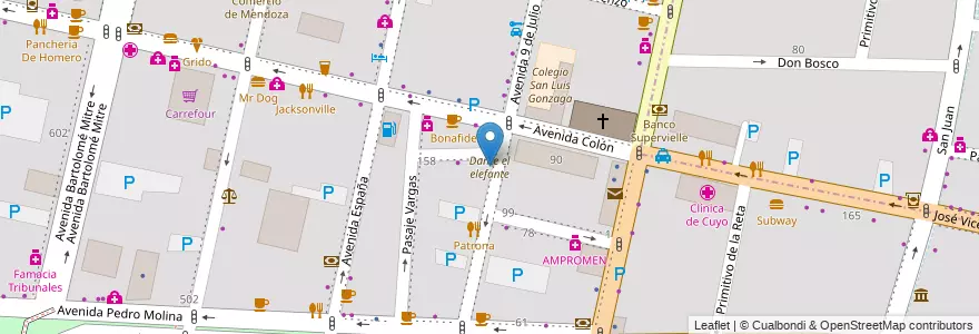 Mapa de ubicacion de Dante el elefante en Argentinien, Chile, Mendoza, Departamento Capital, Sección 2ª Barrio Cívico, Ciudad De Mendoza.