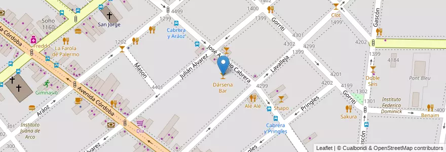 Mapa de ubicacion de Dársena Bar, Palermo en Аргентина, Буэнос-Айрес, Буэнос-Айрес.