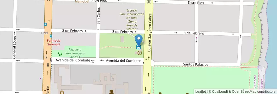 Mapa de ubicacion de Darsena para omnibus en Arjantin, Santa Fe, Departamento San Lorenzo, Municipio De San Lorenzo, San Lorenzo.