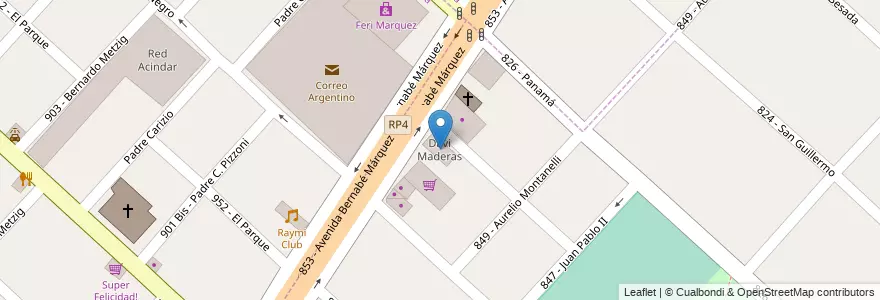 Mapa de ubicacion de Davi Maderas en Arjantin, Buenos Aires, Partido De Tres De Febrero.