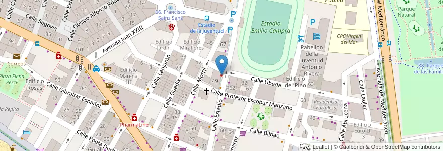 Mapa de ubicacion de David Uroz en スペイン, アンダルシア州, アルメリア, アルメリア.
