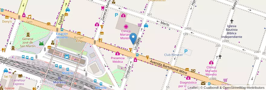 Mapa de ubicacion de Dayloplas Escuela de Belleza en アルゼンチン, ブエノスアイレス州, Partido De Moreno, Moreno.