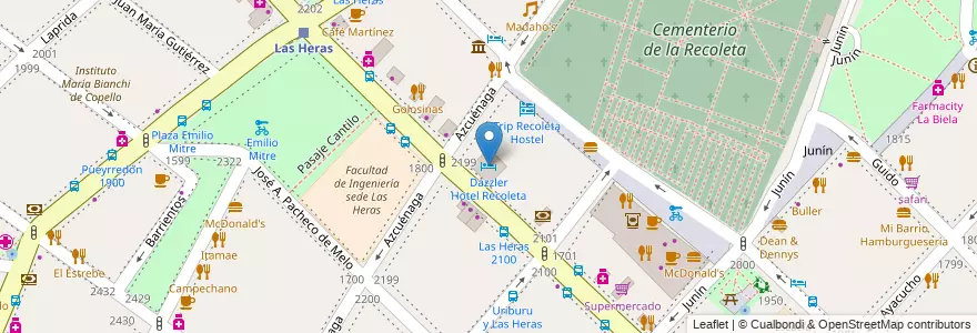 Mapa de ubicacion de Dazzler Hotel Recoleta, Recoleta en آرژانتین, Ciudad Autónoma De Buenos Aires, Comuna 2, Buenos Aires.