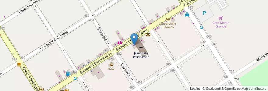 Mapa de ubicacion de DBASS Autoradio en 아르헨티나, 부에노스아이레스주, Partido De Esteban Echeverría, Monte Grande.