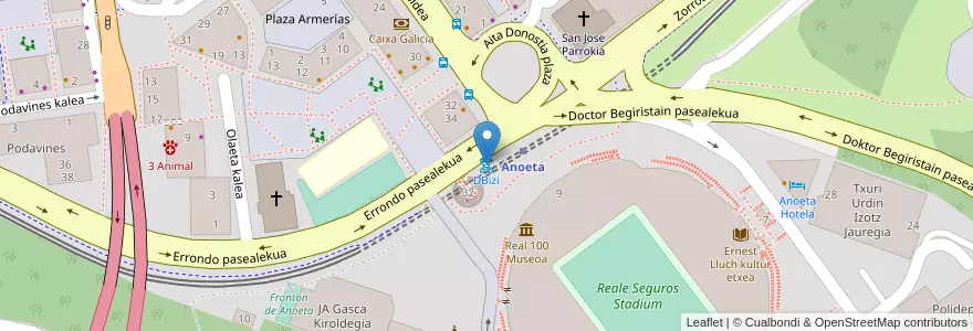 Mapa de ubicacion de DBizi en 스페인, Euskadi, Gipuzkoa, Donostialdea, Donostia/San Sebastián.